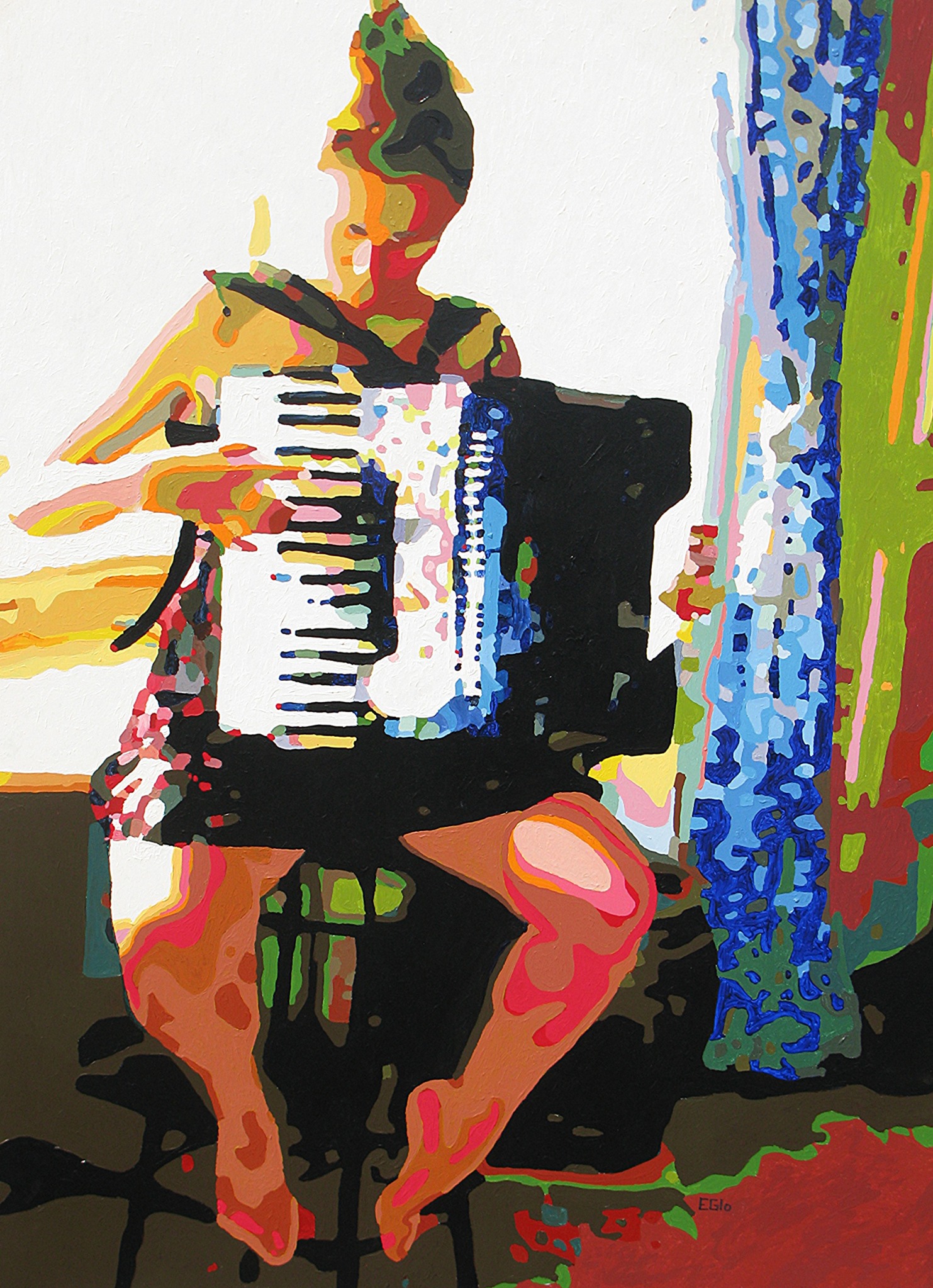 L’Accordéoniste, acrylique sur toile d’Éric Gendreau