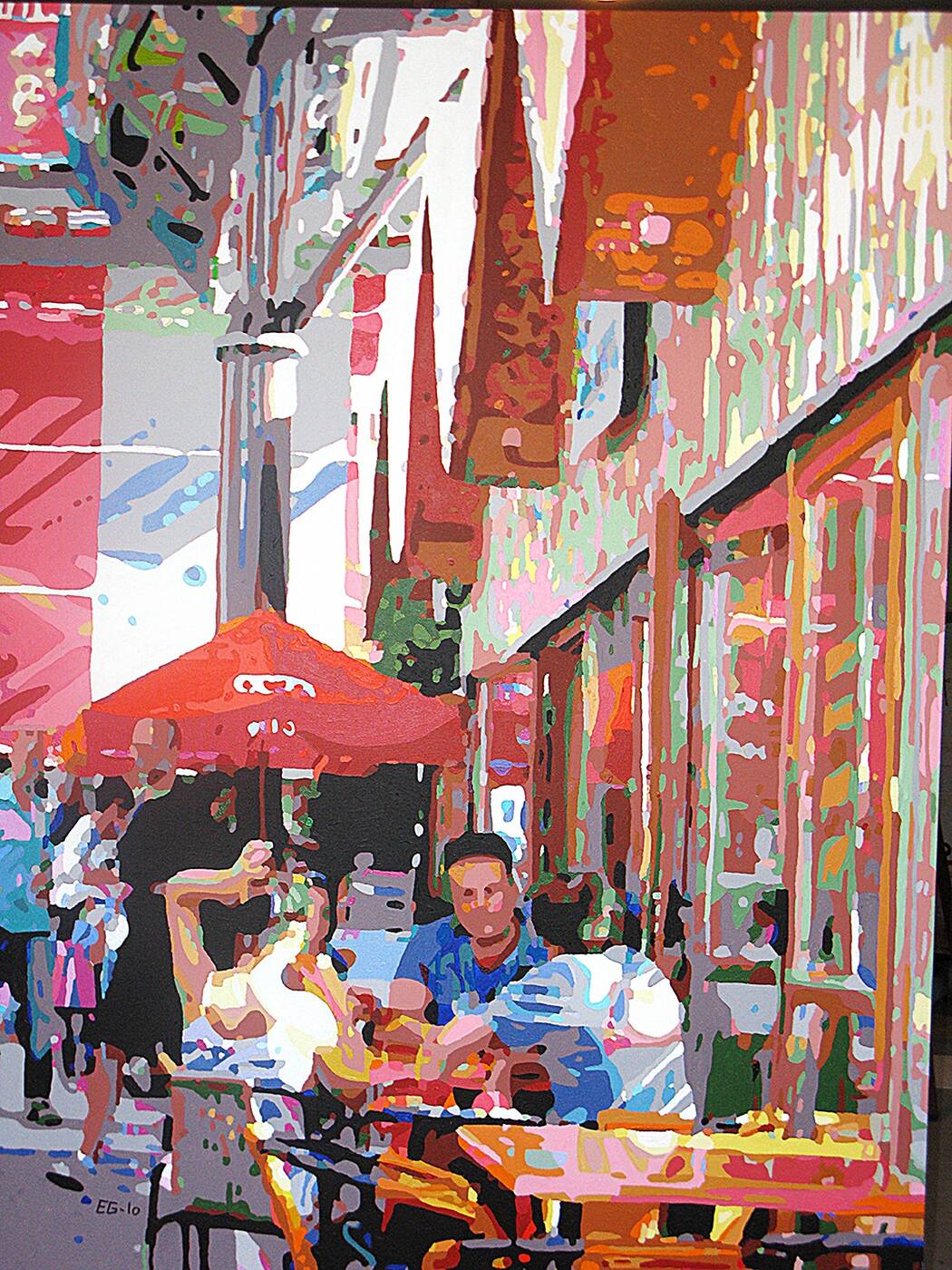 Un été en terrasse à Nantes, acrylique sur toile d’Éric Gendreau