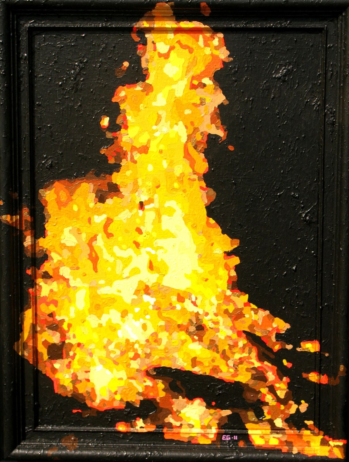 Le feu de la Saint-Jean, peinture acrylique sur toile d’Éric Gendreau réalisée en 2011