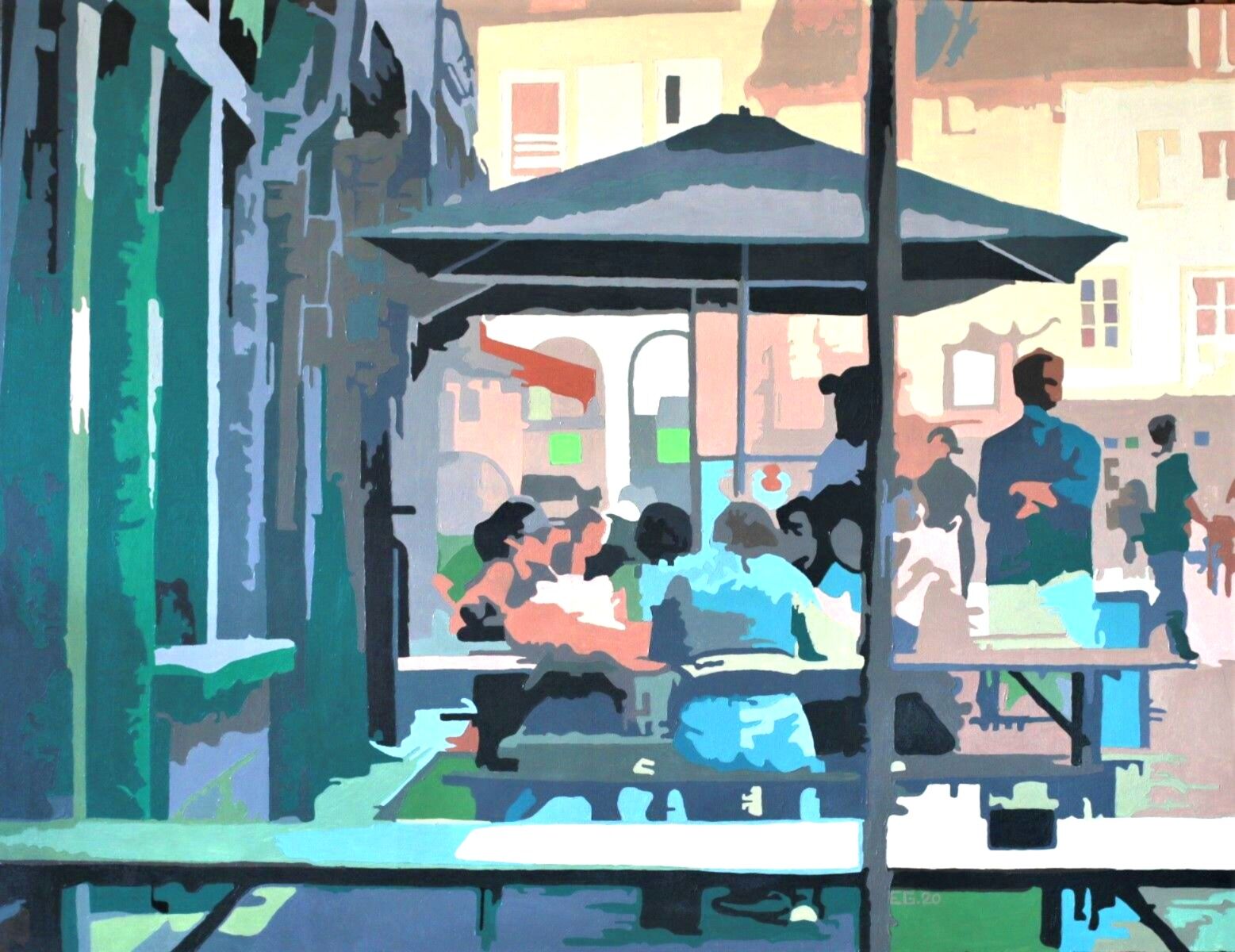 Rue Saint-Michel à Rennes, acrylique sur toile d’Éric Gendreau